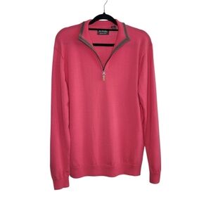 G-Mac by Kartel Troy Irish Knit Wool 1/4 Zip Pullover Sweater Men's Size L Pink